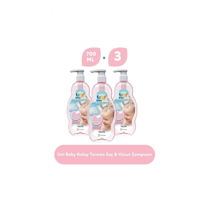 Uni Baby Kolay Tarama Saç ve Vücut Şampuanı 3lü Set 2100 ml