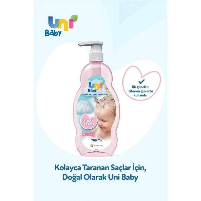 Uni Baby Kolay Tarama Saç ve Vücut Şampuanı 3lü Set 2100 ml