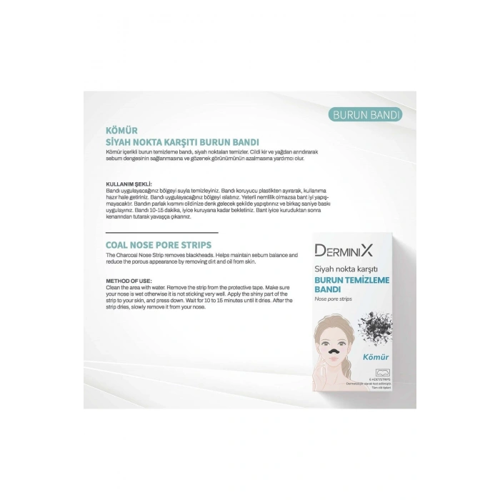 Derminix Kömürlü Siyah Nokta Ve Gözenek Temizleyici Burun Bandı