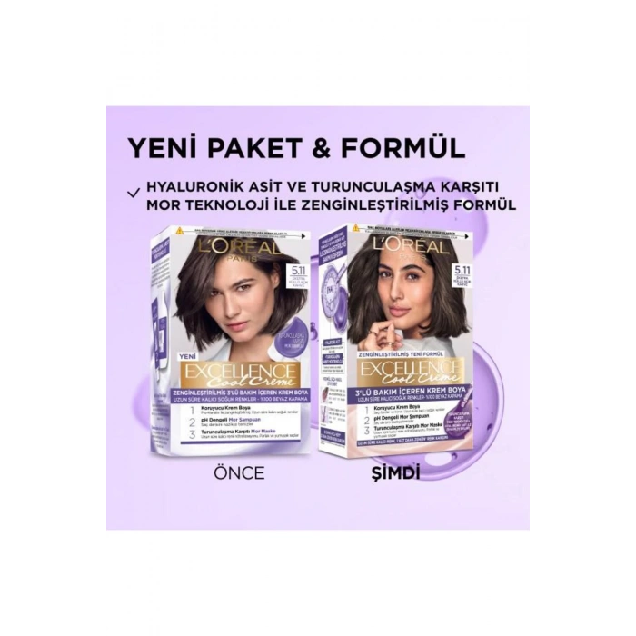 Loreal Paris Excellence Cool Creme 5.11 Ekstra Küllü Açık Kahve Saç Boyası