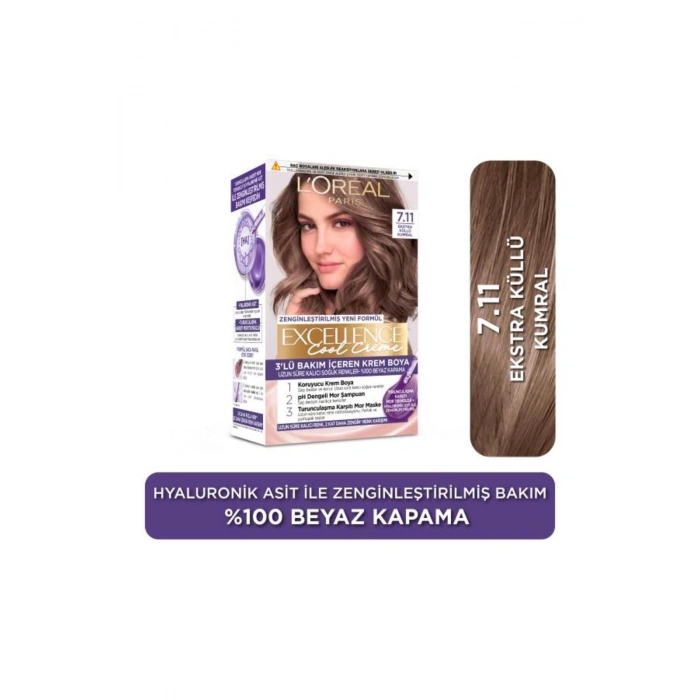 Loreal Paris Excellence Cool Creme 7.11 Ekstra Küllü Kumral Saç Boyası