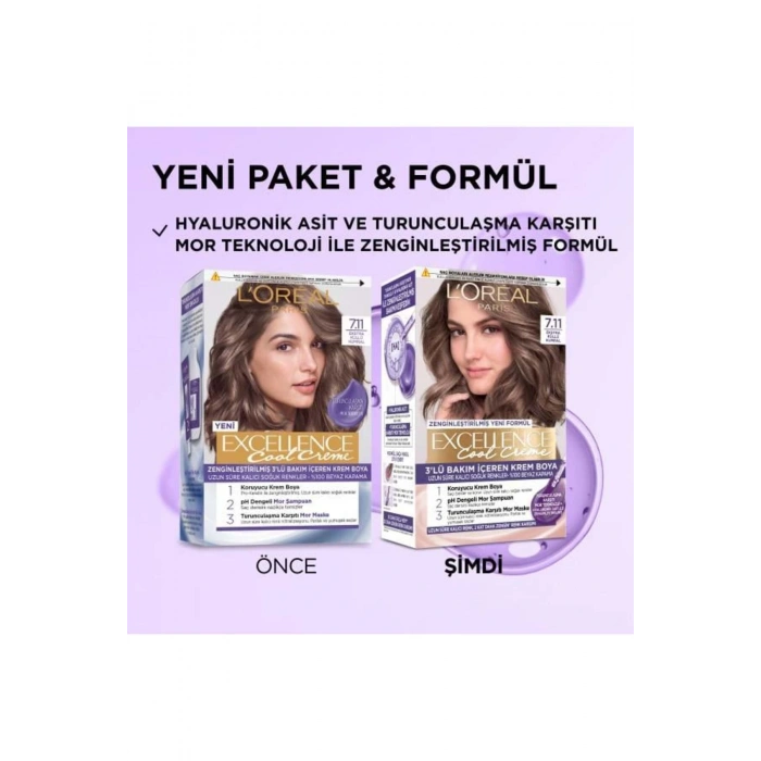 Loreal Paris Excellence Cool Creme 7.11 Ekstra Küllü Kumral Saç Boyası
