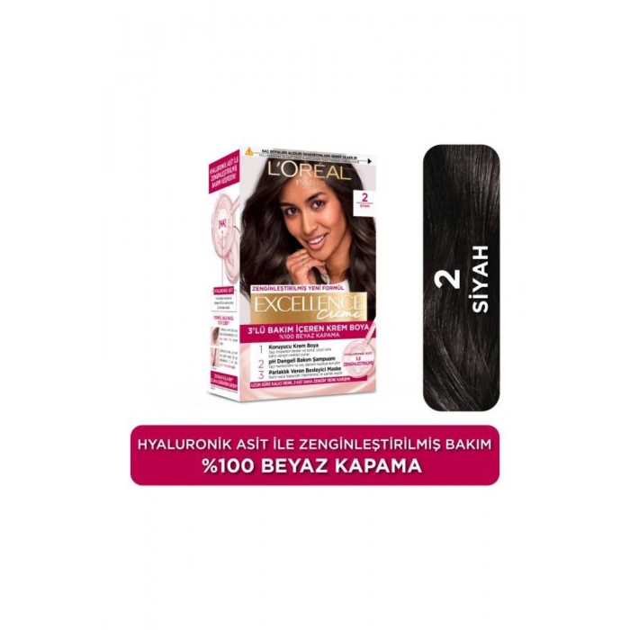Loreal Paris Excellence Creme 2 Siyah Saç Boyası