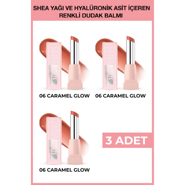 Lifter Glaze Shea Yağı ve Hyalüronik Asit içeren Renkli Dudak Balmı - 06 Caramel Glow