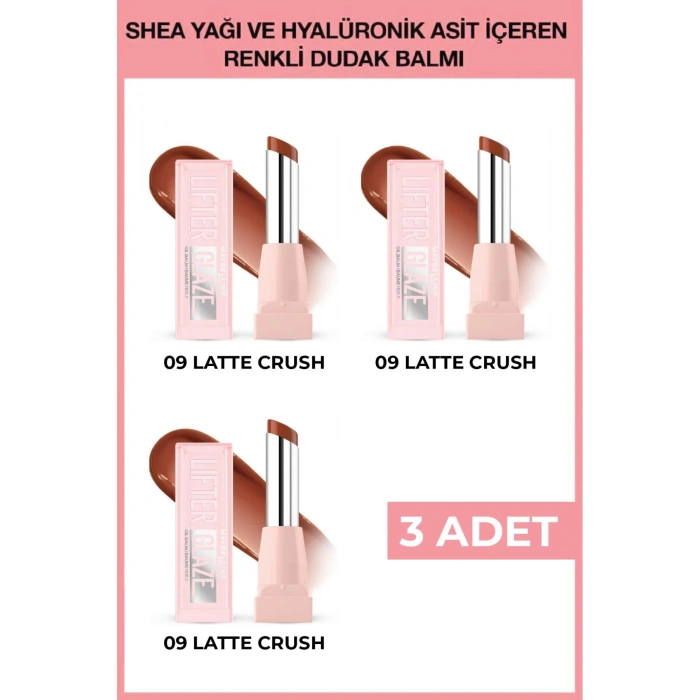 Lifter Glaze Shea Yağı ve Hyalüronik Asit içeren Renkli Dudak Balmı - 09 Latte Crush