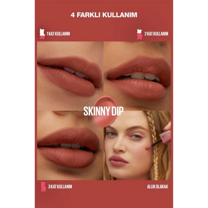 Maybelline Super Stay Teddy Tint Uzun Süre Kalkıcı Likit Mat Tint 15 Skinny Dip