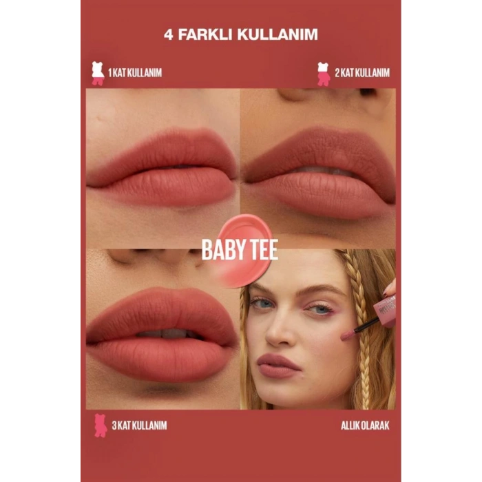 Maybelline Super Stay Teddy Tint Uzun Süre Kalkıcı Likit Mat Tint 25 Baby Tee