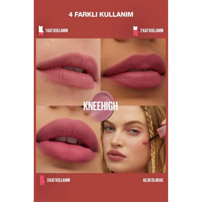 Maybelline Super Stay Teddy Tint Uzun Süre Kalkıcı Likit Mat Tint 55 Knee High