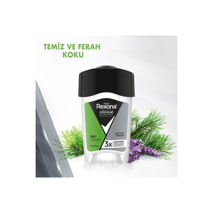 Rexona Men Clinical Protection Erkek Stick Deodorant Active Fresh 96 Saat Koruma 45 ml