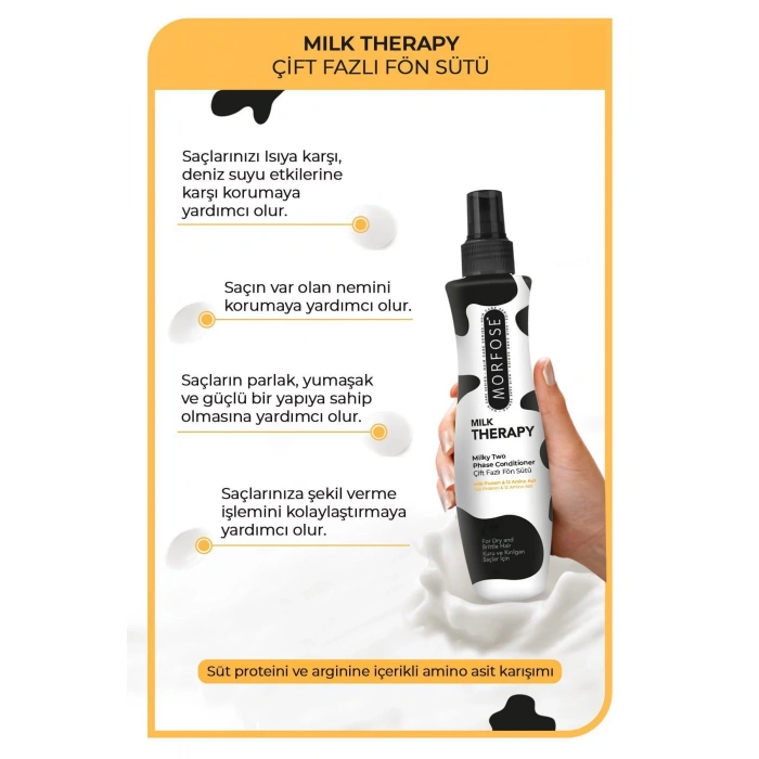 Morfose Milk Therapy Çift Fazlı Saç Bakım Fön Suyu 240 ml - Besleyici, Koruyucu Etki
