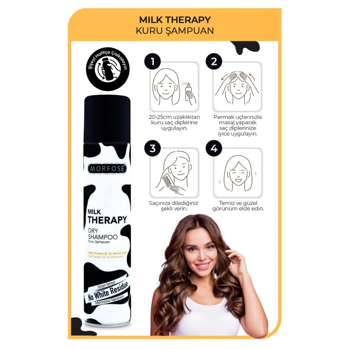 Morfose Milk Therapy Kuru Şampuan 200 ml - Besleyici, Hacim Veren, Temiz Görünüm Sağlayan Güçlü Saç Etkisi