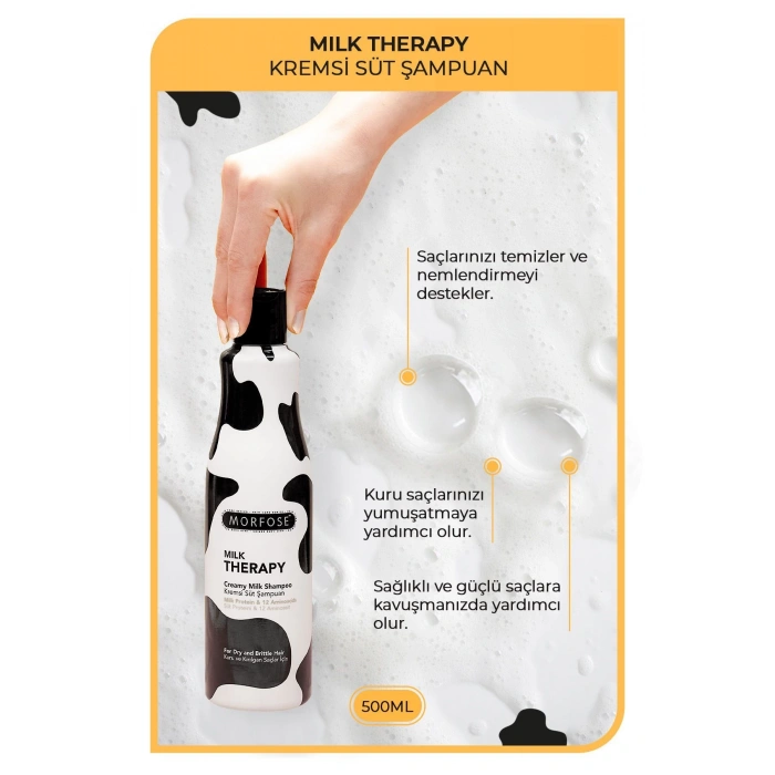 Morfose Milk Therapy Şampuan 500 ml - Süt Proteinli, Onarıcı, Besleyici Etki