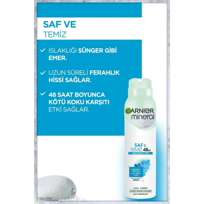 Garnier Mineral Saf ve Temiz Kadın Sprey Deodorant