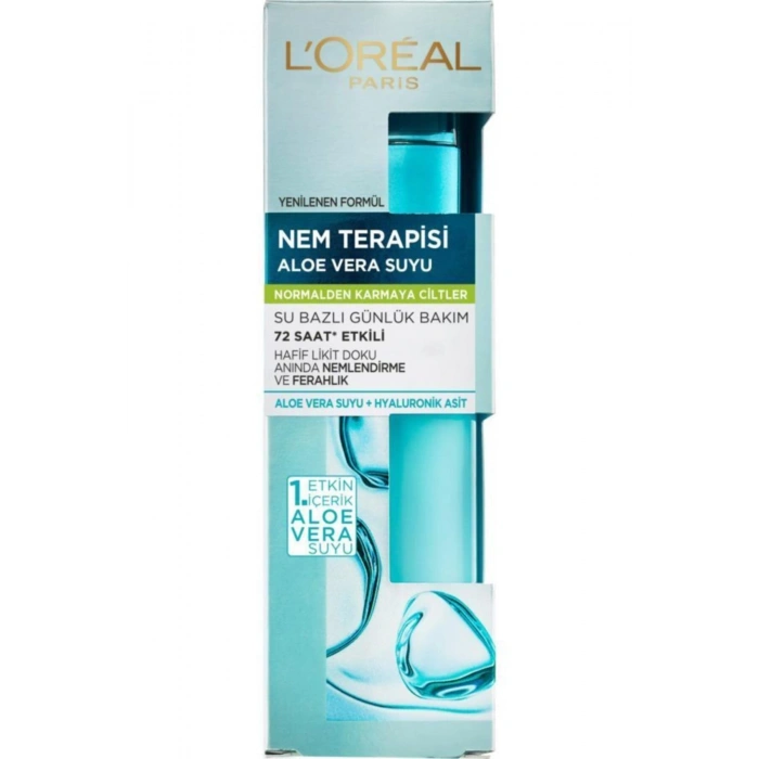 Loreal Paris Nem Terapisi Aloe Vera Suyu Normalden Karmaya Ciltler Için Su Bazlı Günlük Bakım Nemlendirici Krem / 2 adet