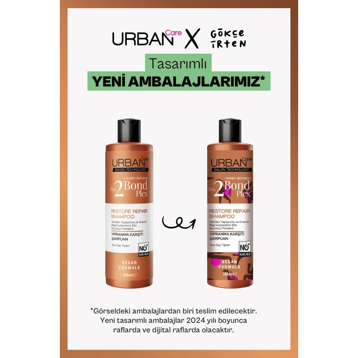 Urban Care No.2 Bond Plex Restore Repair Yıpranma Karşıtı Saç Bakım Şampuanı - Sülfatsız - 350 ml