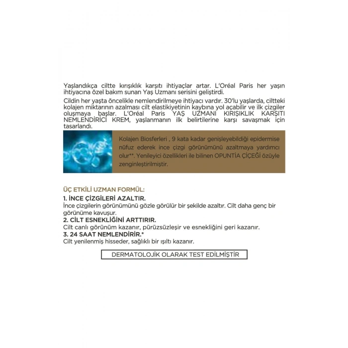 Loreal Paris Yaş Uzmanı 30+ Kırışıklık Karşıtı Nemlendirici Krem 50 ml