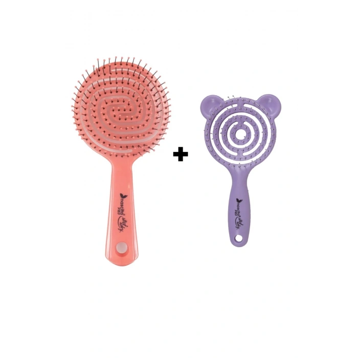 nascita Pembe Pro Üç Boyutlu Oval Saç Fırçası 02 & Pro Üç Boyutlu Çocuk Saç Fırçası Lila