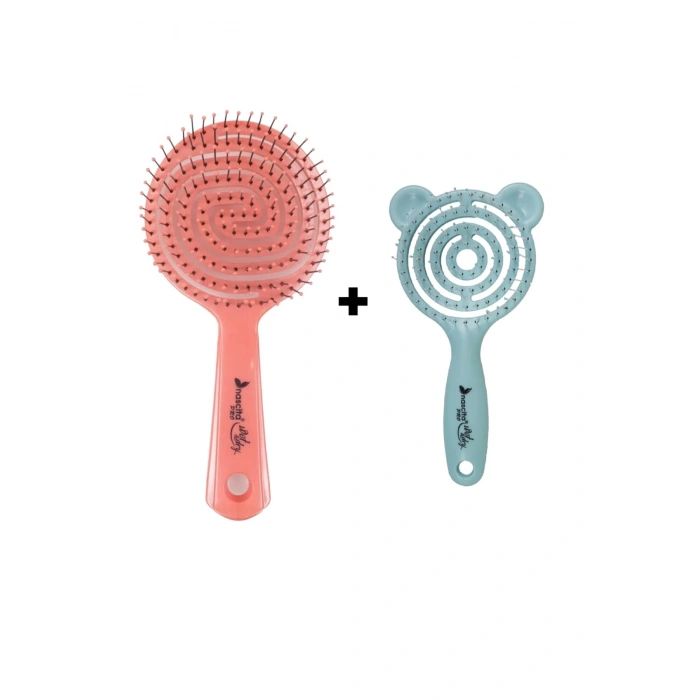 nascita Pembe Pro Üç Boyutlu Oval Saç Fırçası 02 & Pro Üç Boyutlu Çocuk Saç Fırçası Turkuaz