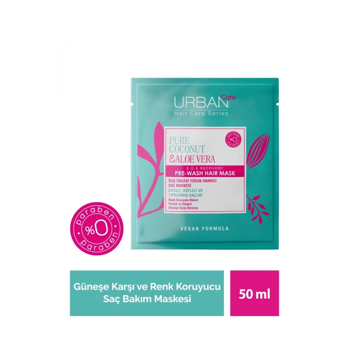Urban Care Pure Coconut & Aloe Vera Boyalı Saçlara Özel Renk Koruyucu Duş Öncesi Maske Vegan 50 ml