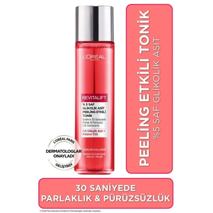 Loreal Paris Revitalift %5 Saf Glikolik Asit Peeling Etkili Tonik & Midnight Serum 30 ml & Uyku Seti