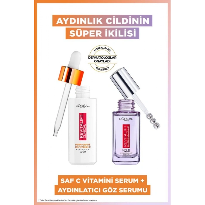 Loreal Paris Revitalift Clinical %12 Saf C Vitamini Aydınlatıcı Serum & Revitalift Filler Aydınlatıcı Göz Serumu