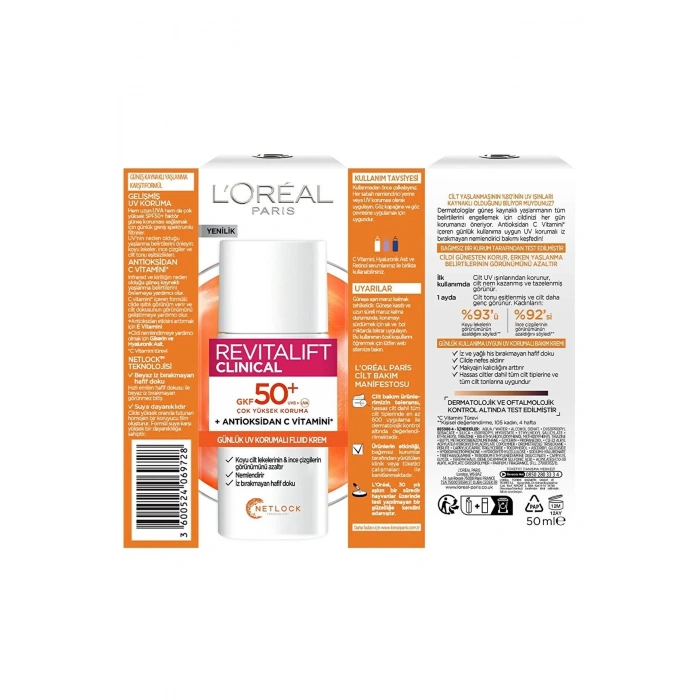 Loreal Paris Revitalift Clinical %12 Saf C Vitamini Aydınlatıcı Serum & Spf 50+ Uv Korumalı Yüz Güneş Kremi 50ml