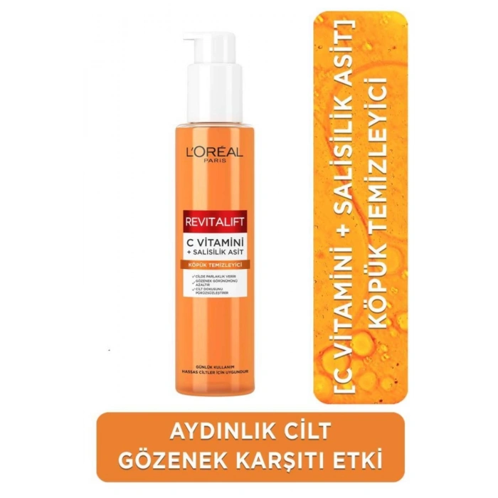 Loreal Paris Revitalift Clinical [C vitamini + Salisilik Asit], Aydınlatıcı ve Gözenek Karşıtı Köpük Temizleyici