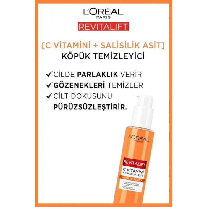 Loreal Paris Revitalift Clinical [C vitamini + Salisilik Asit], Aydınlatıcı ve Gözenek Karşıtı Köpük Temizleyici