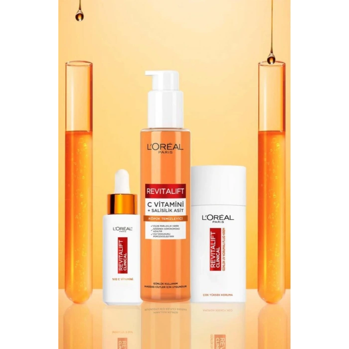 Loreal Paris Revitalift Clinical [C vitamini + Salisilik Asit], Aydınlatıcı ve Gözenek Karşıtı Köpük Temizleyici