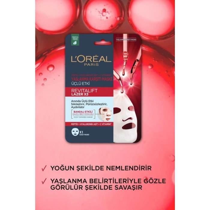 Loreal Paris Revitalift Lazer X3 Yaşlanma Karşıtı Maske 3lü Set