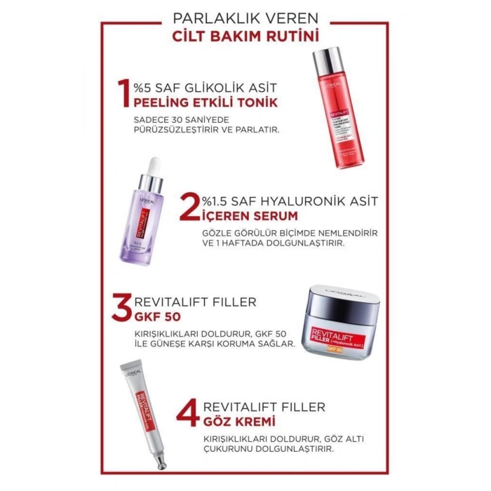 Loreal Paris Revitalift Parlak & Pürüzsüz, Koyu Leke Karşıtı Peeling Etkili Tonik, %5 Saf Glikolik Asit 180 ml