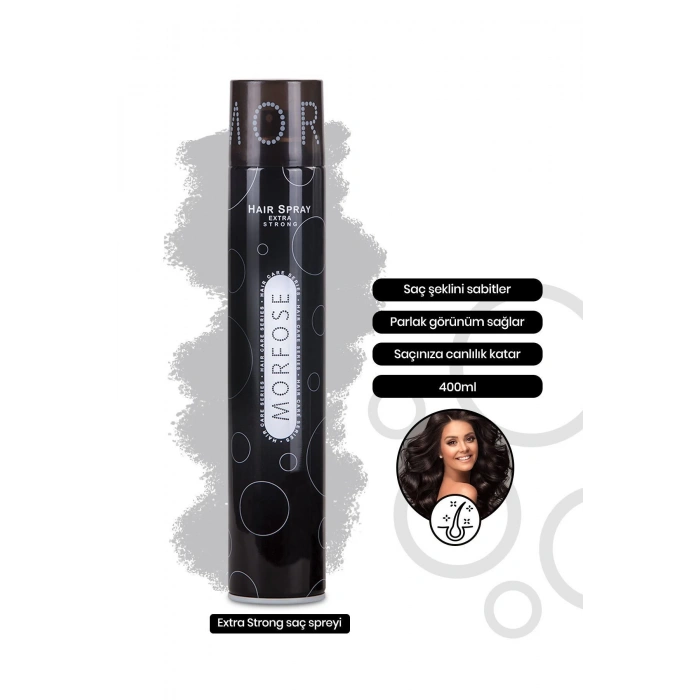 Morfose Saç Spreyi Extra Strong Siyah 400 ml Ekstra Güçlü Kalıcı Tutuş