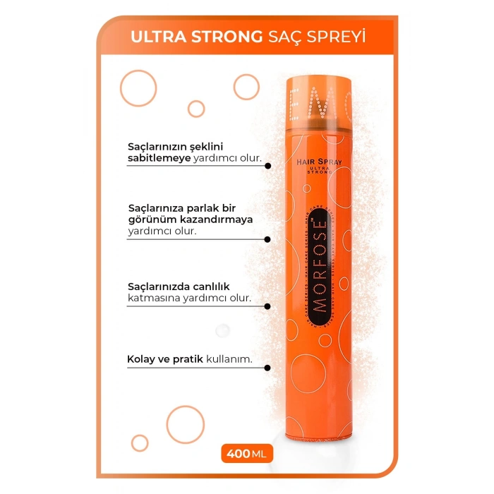 Morfose Saç Spreyi Ultra Strong 400 ml Ultra Güçlü Dış Etkenlere Karşı Kalıcı Tutuş