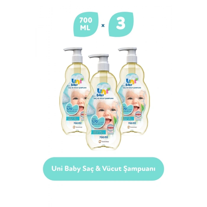 Uni Baby Saç Ve Vücut Şampuanı 700 ml / 3 Adet
