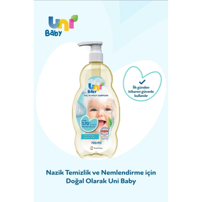 Uni Baby Saç Ve Vücut Şampuanı 700 ml / 3 Adet