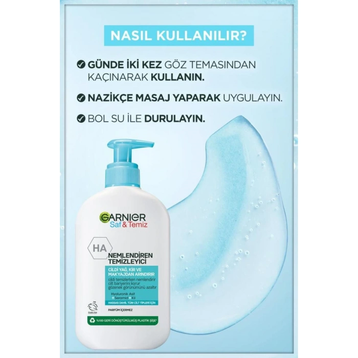 Garnier Saf & Temiz Nemlendiren Temizleyici 250 ml + Aha Bha Cilt Kusurları Karşıtı Serum 30 ml