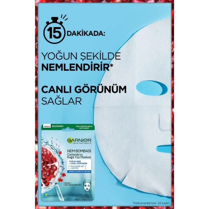 Garnier Saf & Temiz Nemlendiren Temizleyici 250 ml + Nem Bombası Canlandırıcı Kağıt Maske / 2 Adet