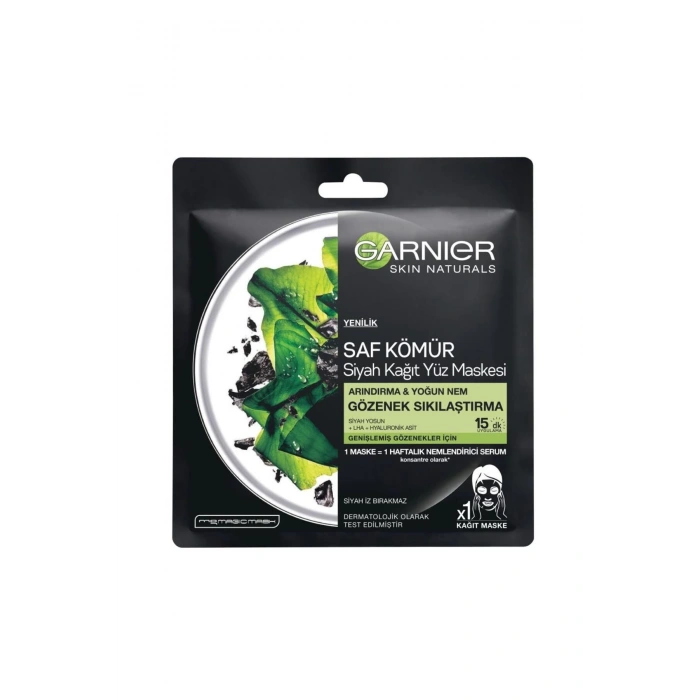 Garnier Skin Naturals Kömürlü Kağıt Yüz Maskesi Siyah Yosun