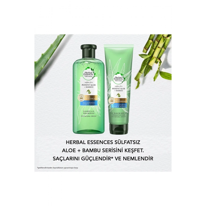 Herbal Essences Sülfatsız Güç ve Nem Aloe + Bambu  Şampuan 380 ml + Saç Bakım Kremi 275 ml