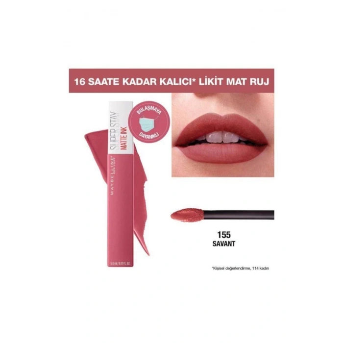 Maybelline New York Super Stay Matte Ink Likit Mat Ruj - 155 Savant - Nude Pembe