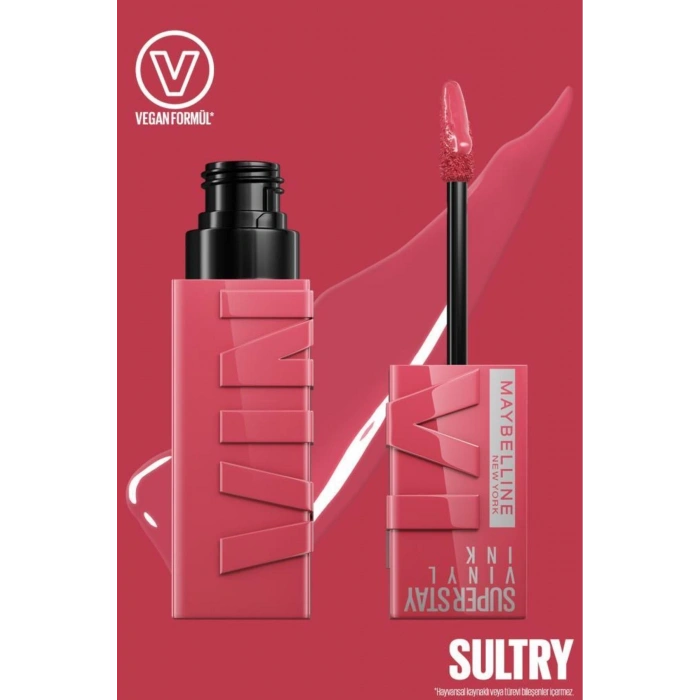 Maybelline New York Super Stay Vinyl Ink Uzun Süre Kalıcı Likit Parlak Ruj 160 Sultry