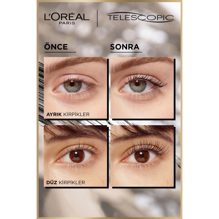 Loreal Paris Telescopic Gold Siyah Maskara+Nem Terapisi Aloe Vera Suyu Normalden Karmaya