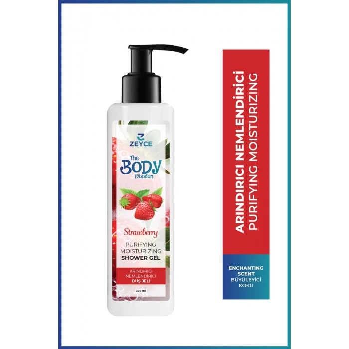Zeyce The Body Passion Çilek Arındırıcı Nemlendirici Duş Jeli 300 ml