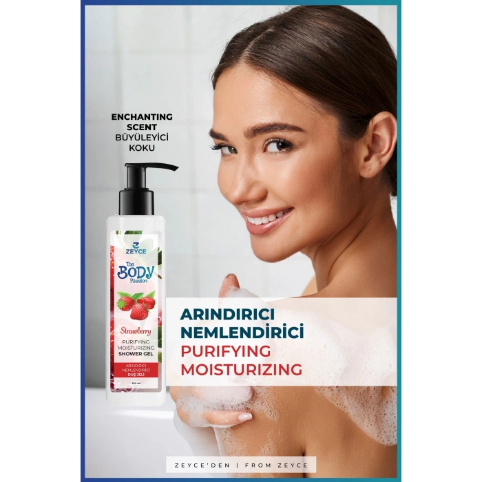 Zeyce The Body Passion Çilek Arındırıcı Nemlendirici Duş Jeli 300 ml