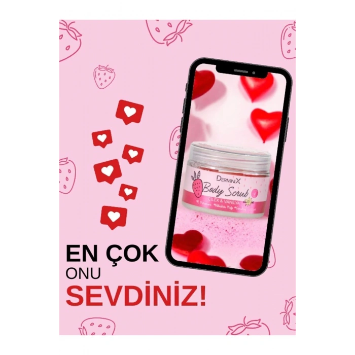 Derminix Vücut Peelingi Body Scrub Çilek Vanilya 300 ml