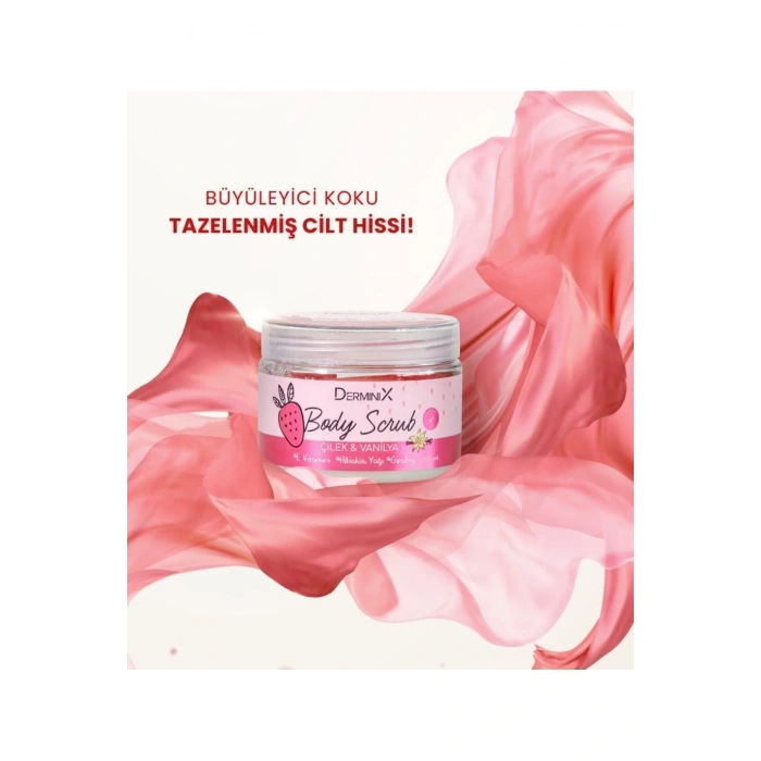 Derminix Vücut Peelingi Body Scrub Çilek Vanilya 300 ml