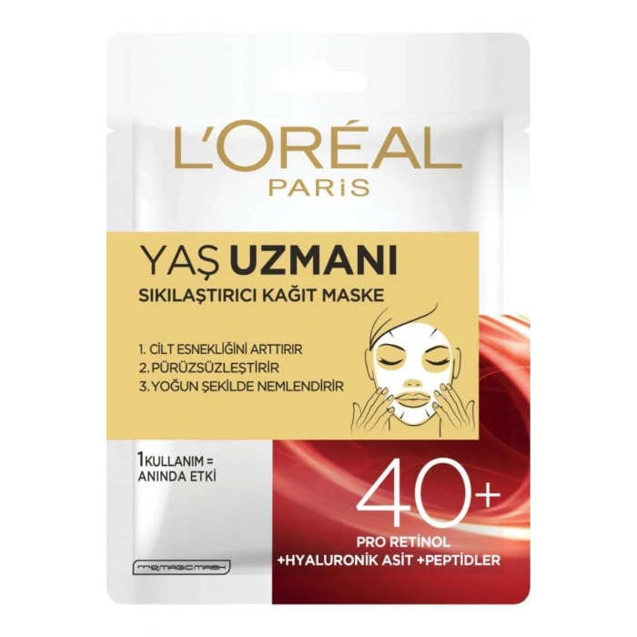 Loreal Paris Yaş Uzmanı Sıkılaştırıcı Kağıt Yüz Maskesi 40+ 4lü Set