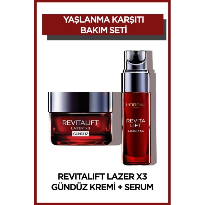Loreal Paris Yaşlanma Karşıtı Revitalift Laser X3 Cilt Serumu 30 ml Gündüz Kremi 50 ml