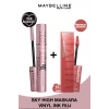 Maybelline New York Lash Sensational Sky High Maskara & Super Stay Vinyl Ink Uzun Süre Kalıcı Likit Parlak Ruj 15 Peachy