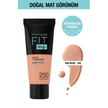 Maybelline New York Fit Me Matte + Poreless Fondöten - 250 Sun Beige